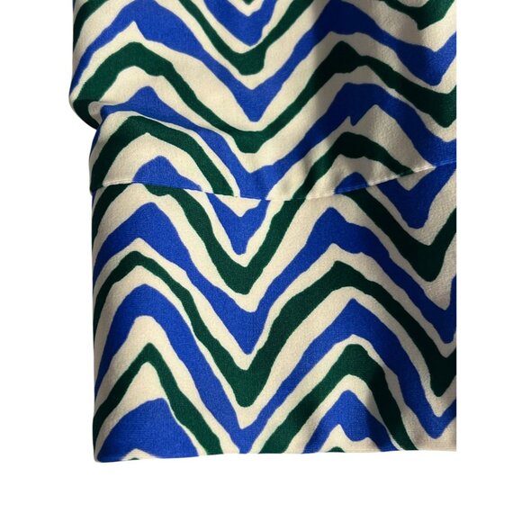 Jude Connally Zigzag Chevron Print Midi Dress XS Blue Black 3/4 Sleeves Casual - Picture 5 of 6